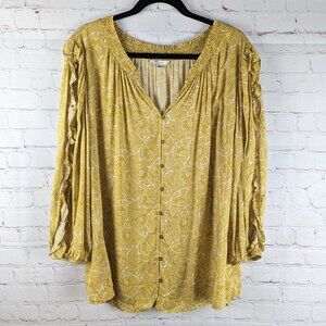 Cato Yellow Gold Ruffled Peasant Top 18/20W
